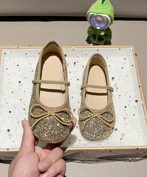 Casual Silvery Up Girls Flat Shoes Lace Bow FashionChic