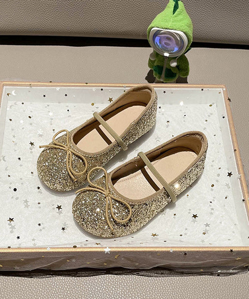 Casual Silvery Up Girls Flat Shoes Lace Bow FashionChic