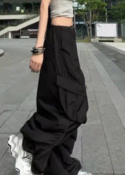 Casual Silvery Summer Drawstring Pants Pockets FashionChic