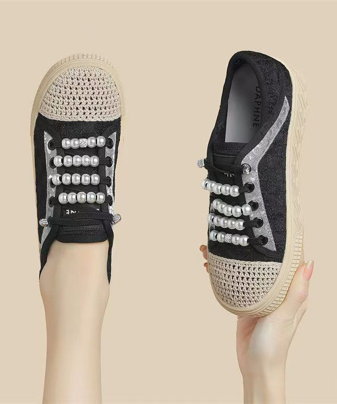 Casual Splicing Flat Feet Shoes Black Breathable Mesh KJ059 Shoe-PDX240714