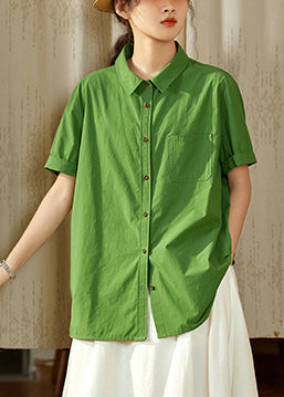 Tea Top Cotton Summer Oversized Green Casual FashionChic