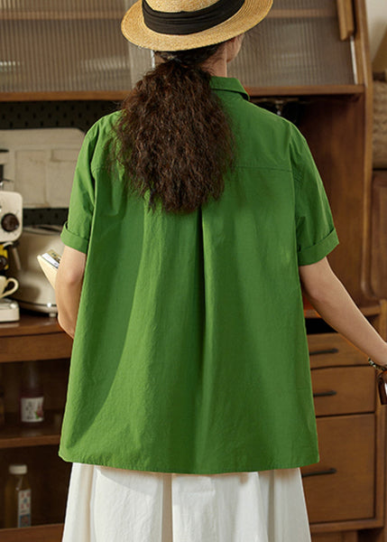 Tea Top Cotton Summer Oversized Green Casual FashionChic