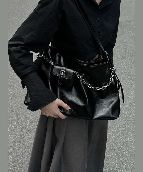 Casual Versatile Black Large Capacity Chain Crossbody Bag MM061 Bag-BGS240620