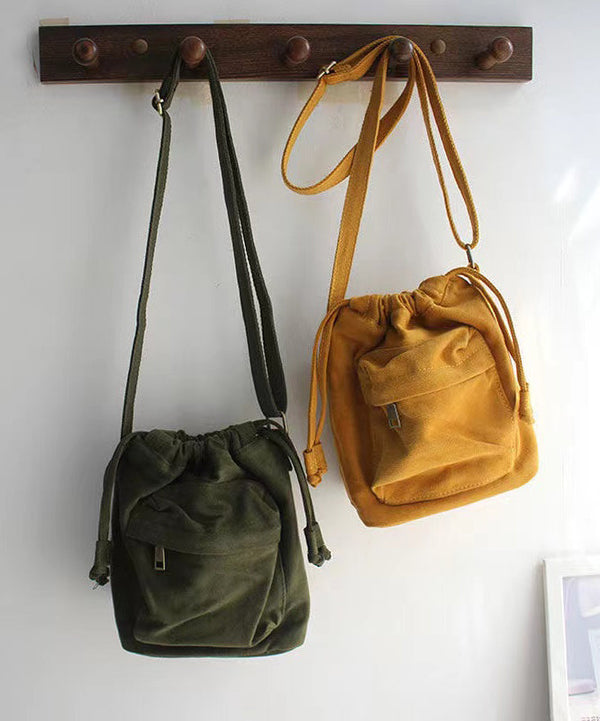 Casual Versatile Yellow Drawstring Canvas Messenger Bag SX1016 Ada Fashion