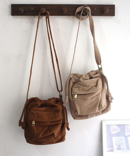 Casual Versatile Yellow Drawstring Canvas Messenger Bag SX1016 Ada Fashion