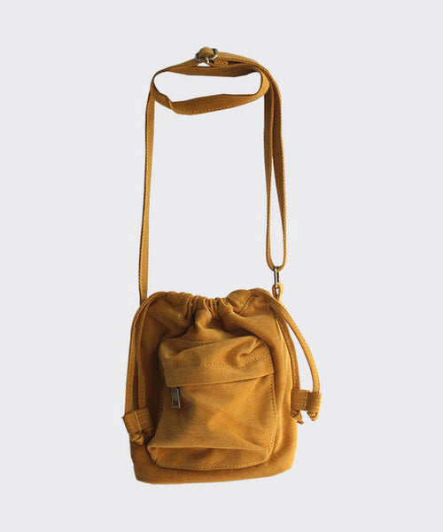 Casual Versatile Yellow Drawstring Canvas Messenger Bag SX1016 Ada Fashion