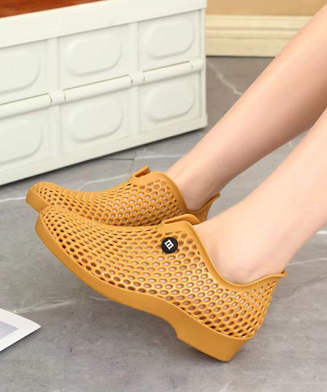 Casual Versatile Yellow Hollow Out Walking Sandals AA002 shoe-CS240815