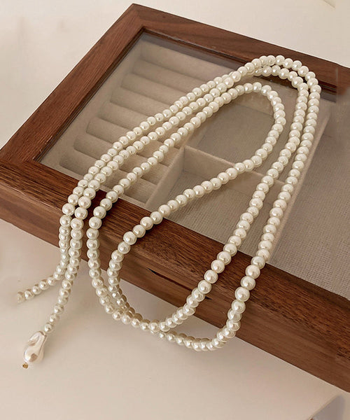 Casual White Alloy Pearl Beading Gratuated Bead Necklace YD012 ABC