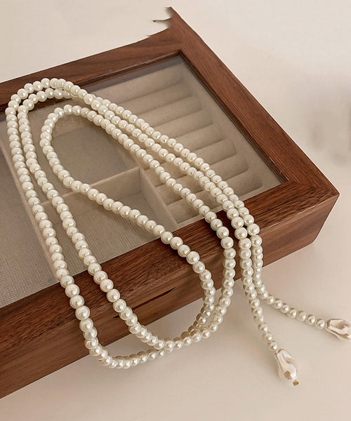 Casual White Alloy Pearl Beading Gratuated Bead Necklace YD012 ABC