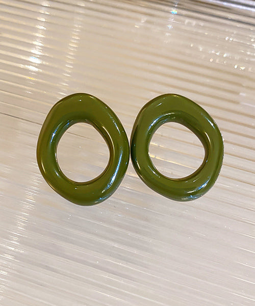 Casual Hoop Resin Earrings Hollow Out White Alloy FashionChic