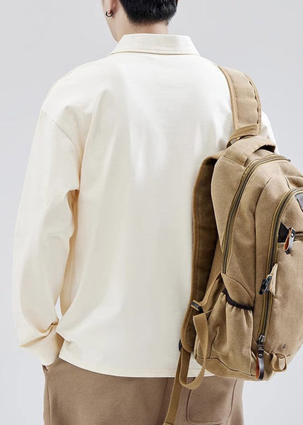 Mens Casual White Print Spring Polo Cotton Shirts Button TC019