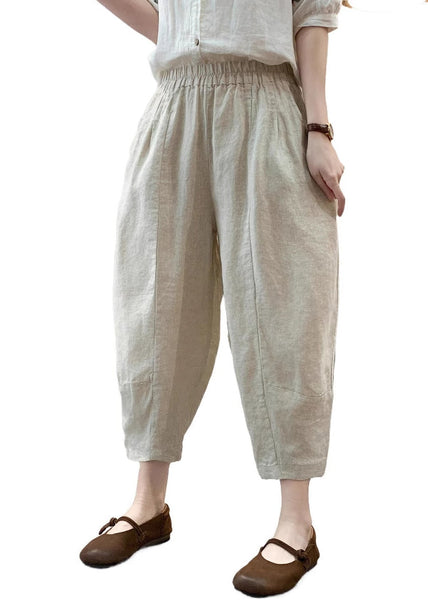 Pants Summer Waist White Linen Harem Casual Elastic FashionChic