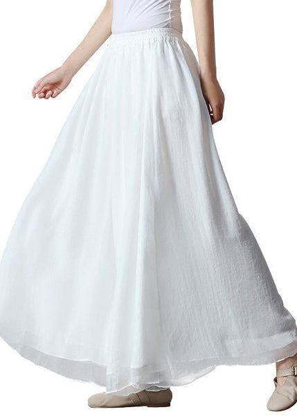 Casual White Elastic Waist Silk Wide Leg Pants Fall WP037 NZ-LPTS241107