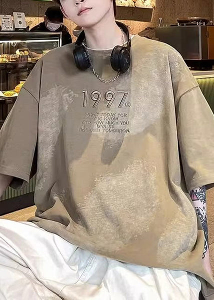 Tie Summer White T Cotton Shirt Men Casual Dye Embroideried FashionChic