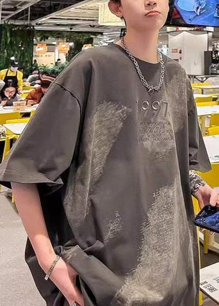 Tie Summer White T Cotton Shirt Men Casual Dye Embroideried FashionChic