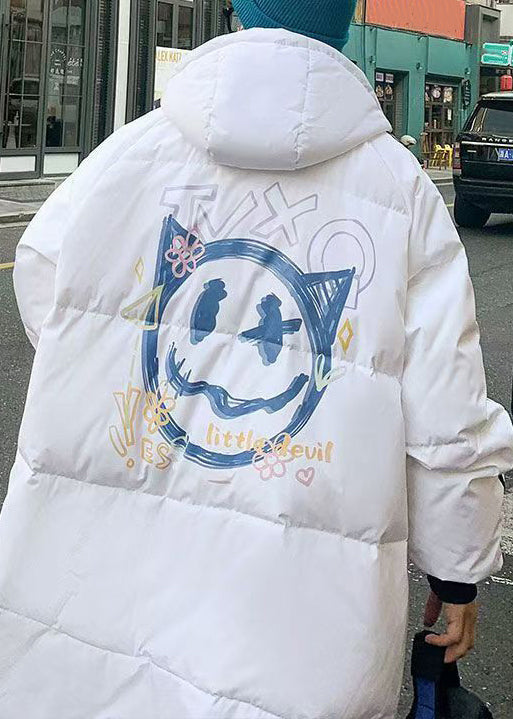 Casual White Hooded Striped Print Duck Down Men Down Coat WinterRM015 ABC