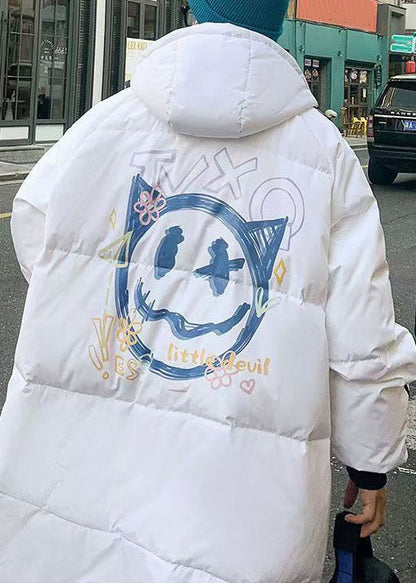 Casual White Hooded Striped Print Duck Down Men Down Coat WinterRM015 ABC