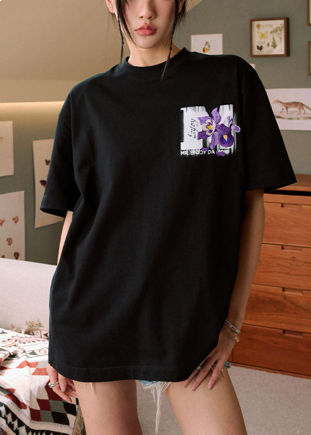 Casual White O Neck Embroideried Cozy Cotton Mens Neutral T Shirts Summer LK052 Men-Silk-MENT240630