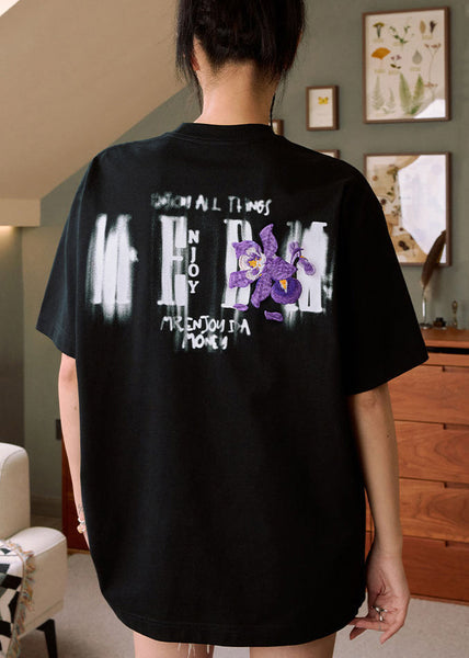 Casual White O Neck Embroideried Cozy Cotton Mens Neutral T Shirts Summer LK052 Men-Silk-MENT240630