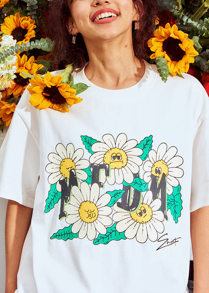 Casual White O-Neck Print Cotton Men T Shirt Summer LK054 Men-Silk-MENT240630