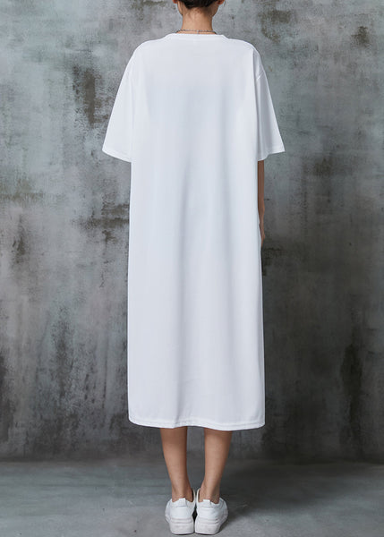 Casual White Oversized Patchwork Cotton Long Dresses Summer AL1011 Genistyle Shop