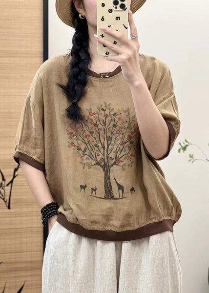 Oversized Linen White Print Casual Tops Patchwork Sleeveless FashionChic