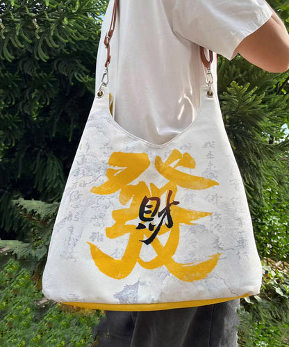 Casual White Print Large Capacity Canvas Satchel Handbag QF009 Bag-BGS241017
