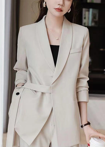 Casual White Spandex Coats Asymmetrical Spring YJ036 ABC