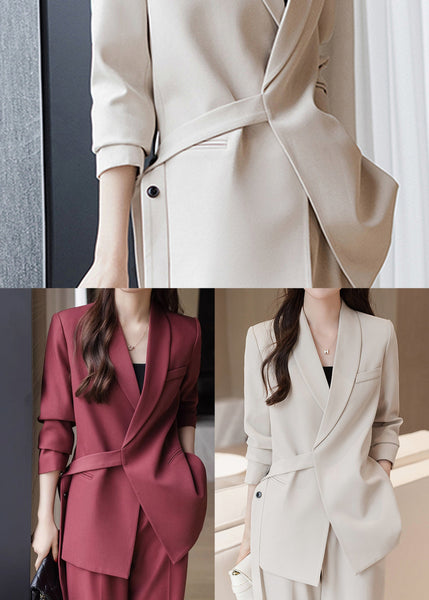 Casual White Spandex Coats Asymmetrical Spring YJ036 ABC