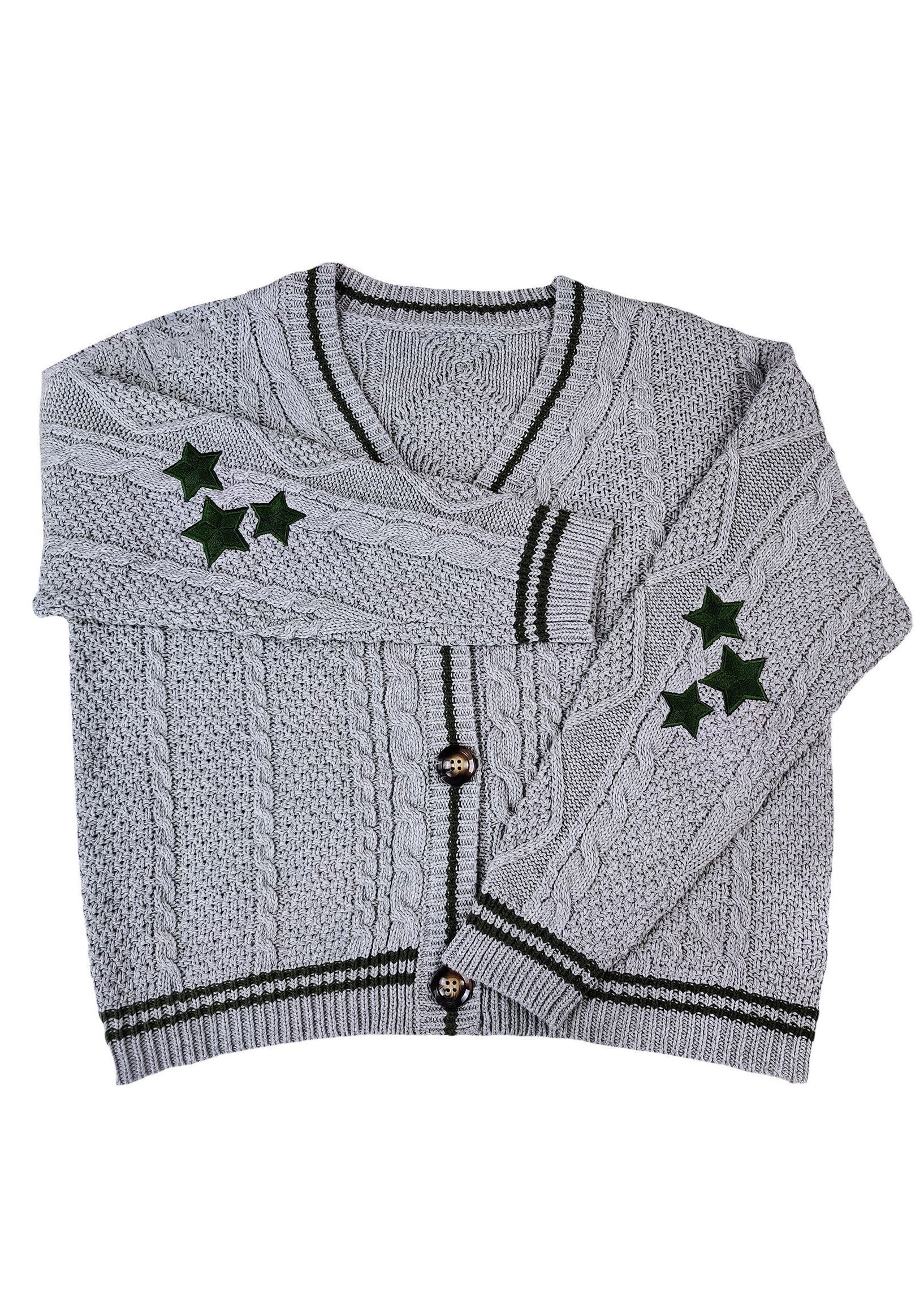 Casual White V Neck Embroidered Knit Cardigan Fall QY018 BB-ZS-WM-NCT241002