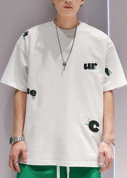 Casual Yellow Embroideried Cotton Oversized T Shirt Men Summer WA016 MENT241110