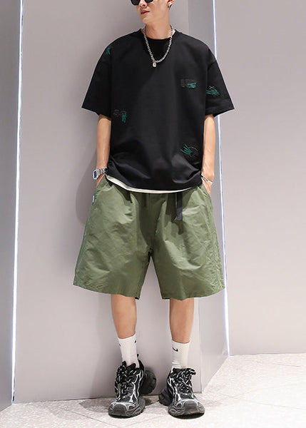 Casual Yellow Embroideried Cotton Oversized T Shirt Men Summer WA016 MENT241110