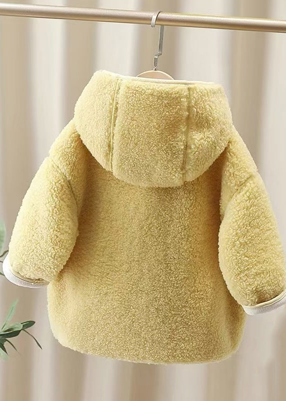 Casual Yellow Patchwork Button Faux Fur Warm Fleece Girls Hooded Coats Winter WL031 MM-RCTZ-CGTS241120