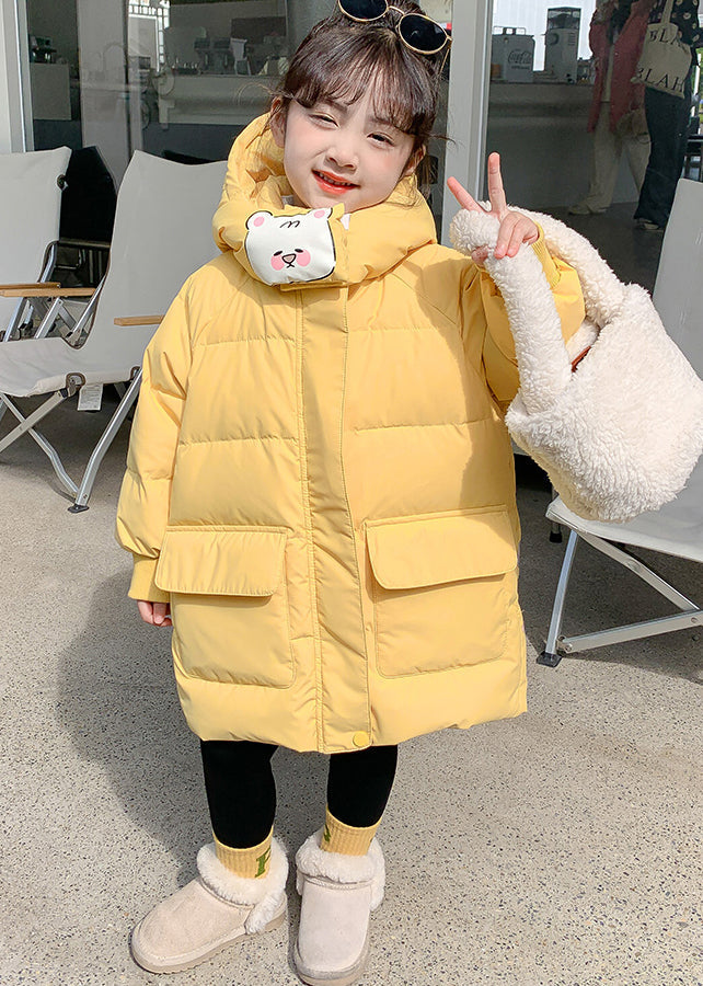 Casual Yellow Print Pockets Girls Hooded Parka Winter WL023 MM-RCTZ-DGJK241120