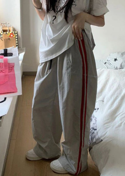 Pants Elastic Waist Yellow Casual Spring Cotton Striped FashionChic