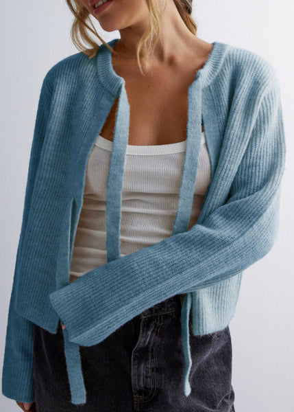 Chic Apricot O Neck Lace Up Knit Loose Coat Fall QY009 BB-ZS-WM-NCT241002