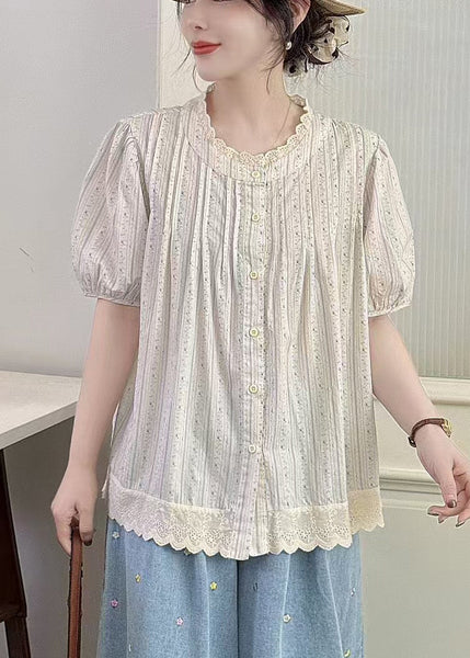 Oversized Top Summer Cotton Patchwork Apricot Chic FashionChic