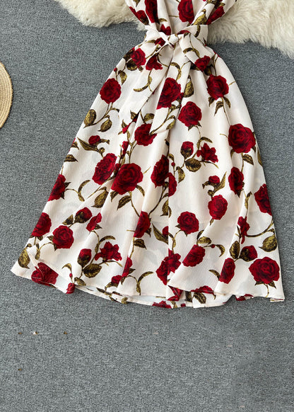 Chic Apricot Zippered Print Chiffon Long Dress Sleeveless TR049 ZS-SDL240730