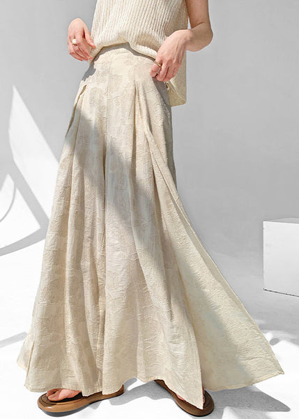 Open Apricot Cotton Pants Skirt Zippered Chic Side Summer FashionChic