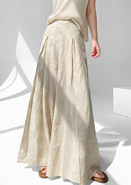 Open Apricot Cotton Pants Skirt Zippered Chic Side Summer FashionChic