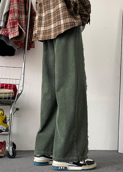 Army Chic Patchwork Pants Original Mens Design Green Corduroy FashionChic