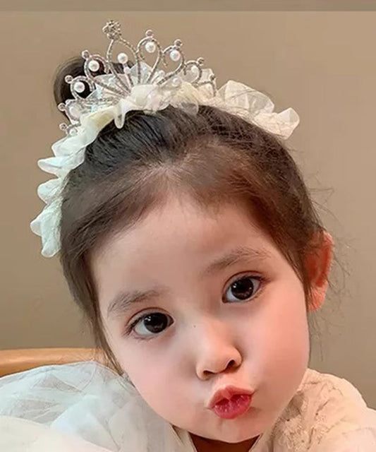 Chic Beige Tulle Zircon Pearl Kids Hairpin YG025 ABC
