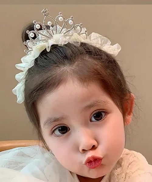 Chic Beige Tulle Zircon Pearl Kids Hairpin YG025 ABC