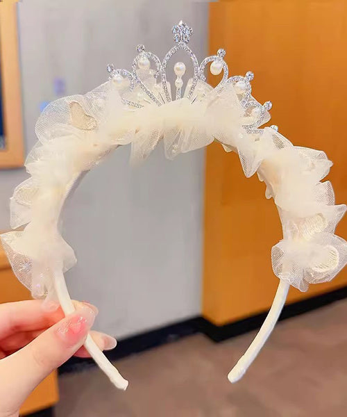 Chic Beige Tulle Zircon Pearl Kids Hairpin YG025 ABC