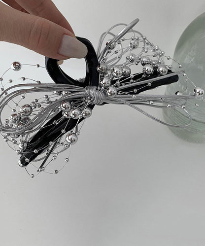 Chic Black Acrylic Bow Round Beads Hairpin RA011 ABC