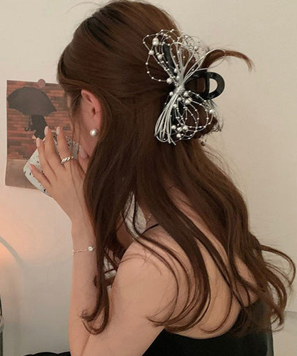 Chic Black Acrylic Bow Round Beads Hairpin RA011 ABC