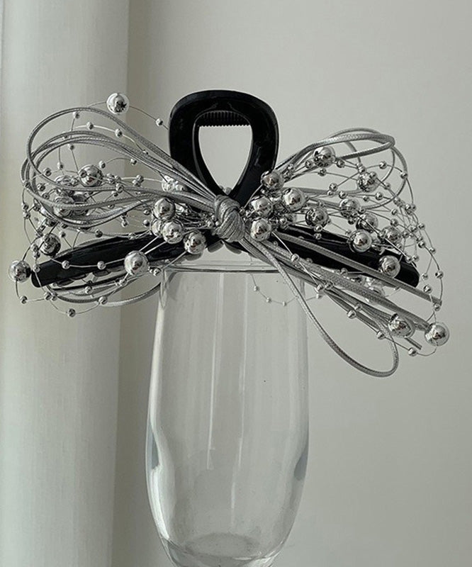 Chic Black Acrylic Bow Round Beads Hairpin RA011 ABC