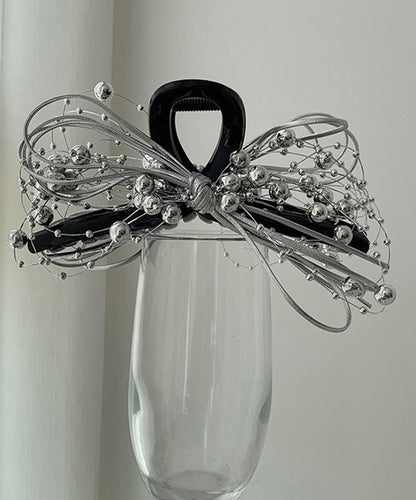 Chic Black Acrylic Bow Round Beads Hairpin RA011 ABC