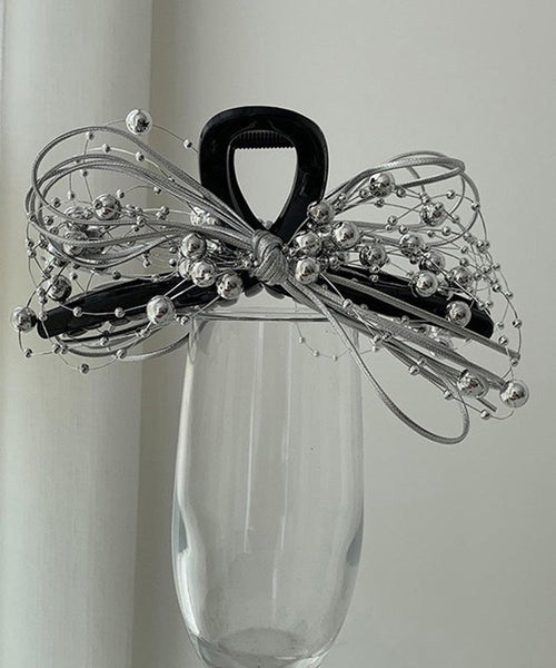 Chic Black Acrylic Bow Round Beads Hairpin RA011 ABC