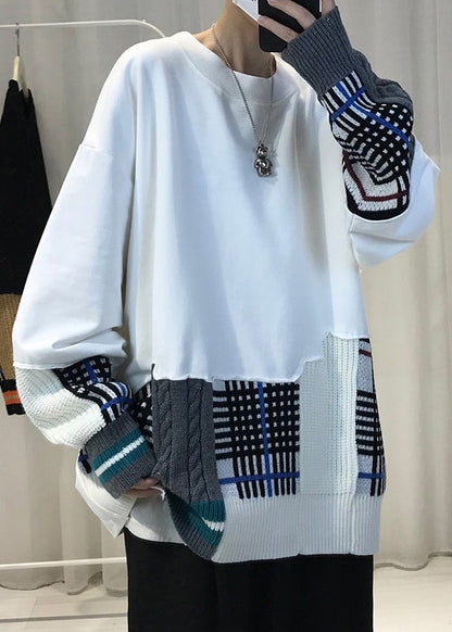 Chic Black Asymmetrical Knit Patchwork Men T Shirts Fall RP067 ABC